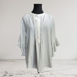 Vince Camuto White 3/4 Bell Sleeve Blouse Size Med